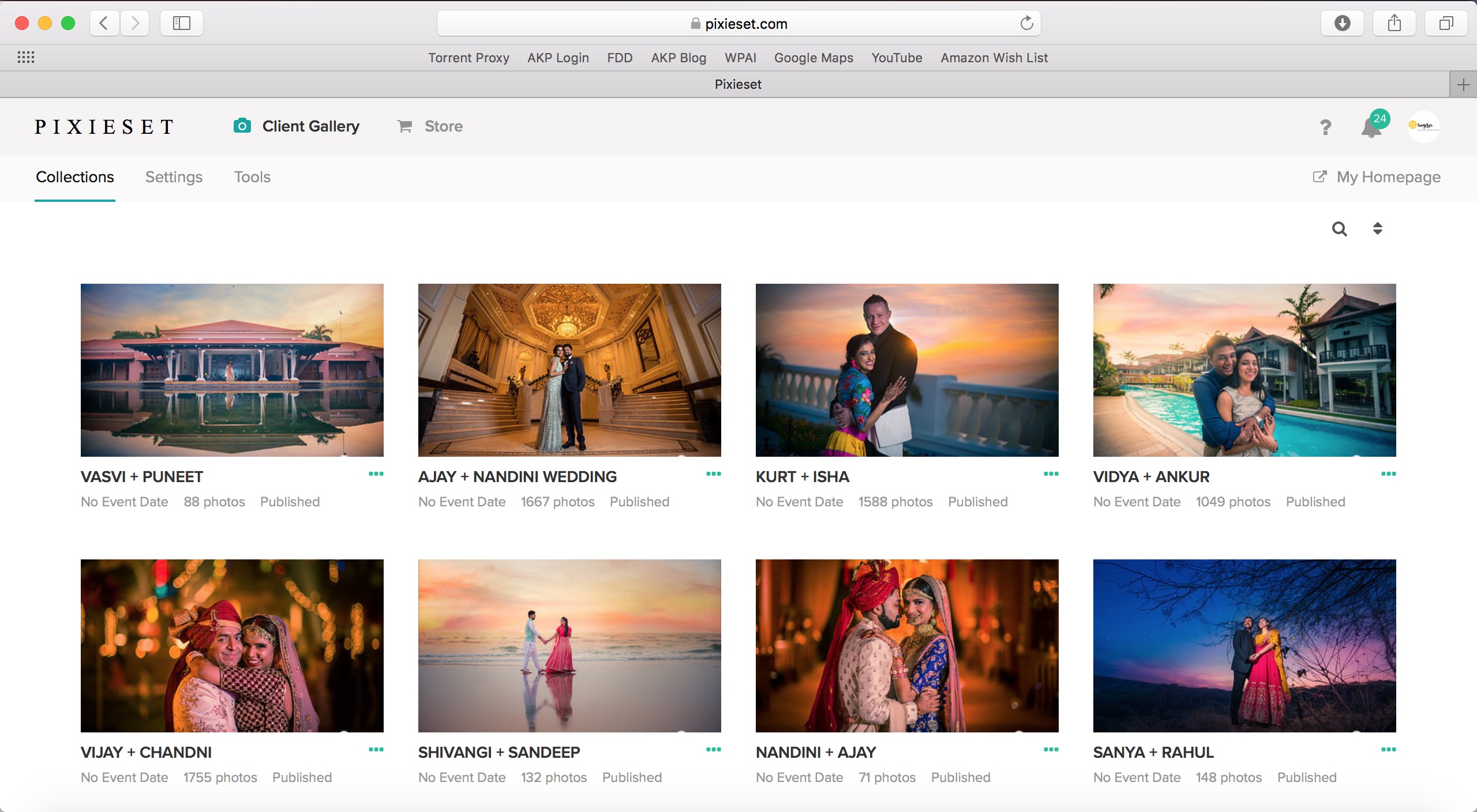 A screenshot of our Pixieset image gallery.