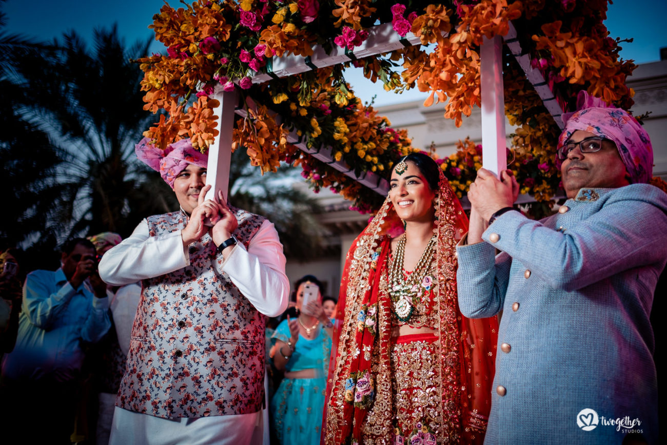 Indian bride entry at a Dubai destination wedding.